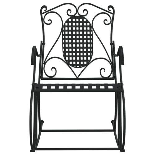 Rocking Garden Bench Outdoor Patio Seat Lounge Seater Balcony Chair Steel Black - Image 3