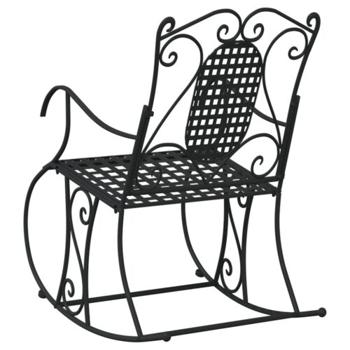 Rocking Garden Bench Outdoor Patio Seat Lounge Seater Balcony Chair Steel Black - Image 5