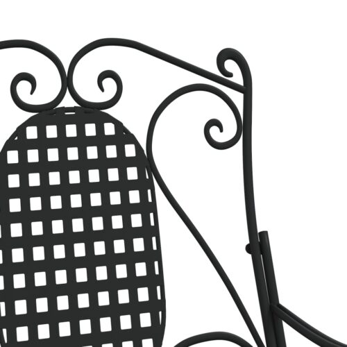 Rocking Garden Bench Outdoor Patio Seat Lounge Seater Balcony Chair Steel Black - Image 7