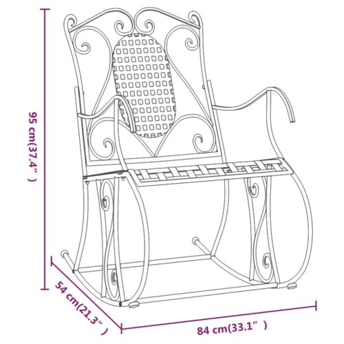 Rocking Garden Bench Outdoor Patio Seat Lounge Seater Balcony Chair Steel Black - Image 8