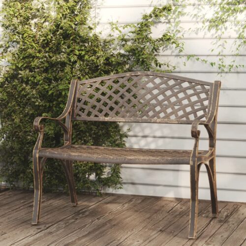 Garden Bench 102cm Cast Aluminium Bronze - Image 2