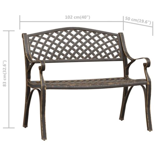 Garden Bench 102cm Cast Aluminium Bronze - Image 7