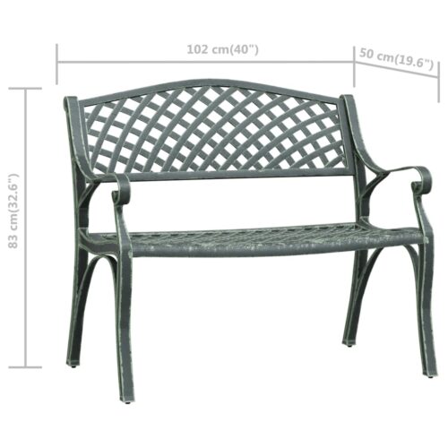 Garden Bench 102cm Cast Aluminium Green - Image 7