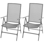 Stackable Garden Chairs 2pcs Steel Grey