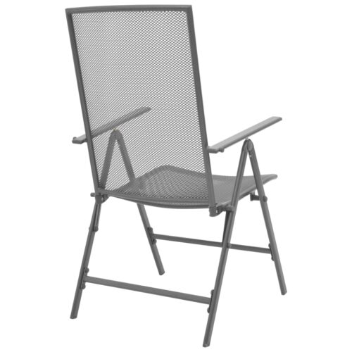 Stackable Garden Chairs 2pcs Steel Grey - Image 6