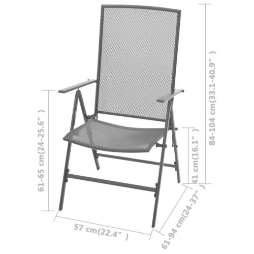 Stackable Garden Chairs 2pcs Steel Grey - Image 2