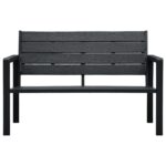 Outdoor Garden Bench Patio Wooden Look Seater Chair Park Seat Furniture Black