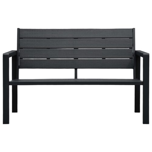 Outdoor Garden Bench Patio Wooden Look Seater Chair Park Seat Furniture Black