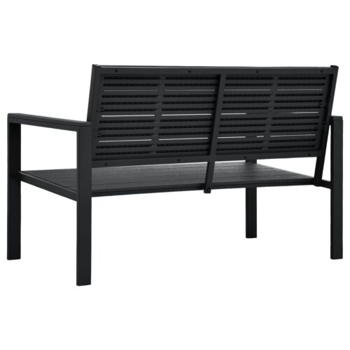 Outdoor Garden Bench Patio Wooden Look Seater Chair Park Seat Furniture Black - Image 3