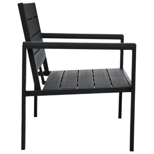 Outdoor Garden Bench Patio Wooden Look Seater Chair Park Seat Furniture Black - Image 4