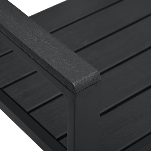 Outdoor Garden Bench Patio Wooden Look Seater Chair Park Seat Furniture Black - Image 5