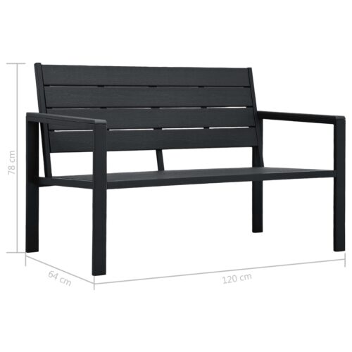 Outdoor Garden Bench Patio Wooden Look Seater Chair Park Seat Furniture Black - Image 6