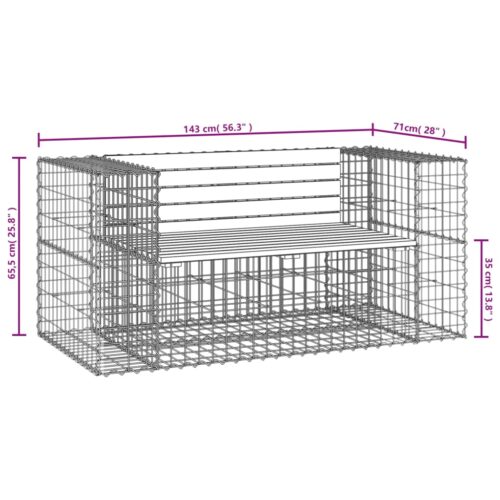 Garden Bench Gabion Design 143x71x65.5cm Solid Wood Pine - Image 8