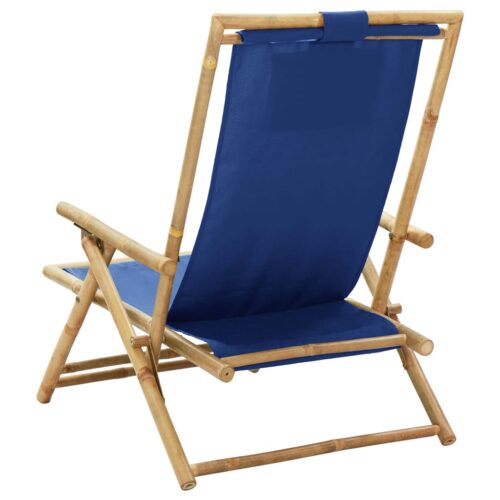 Reclining Relaxing Chair Navy Blue Bamboo Fabric - Image 6