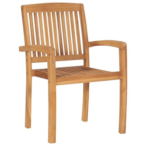 Stacking Garden Dining Chairs 2pcs Solid Teak Wood - Image 3