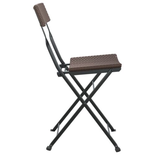 Folding Bistro Chairs 6pcs Brown Poly Rattan Steel - Image 6