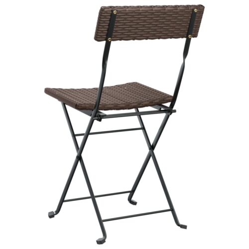 Folding Bistro Chairs 6pcs Brown Poly Rattan Steel - Image 7