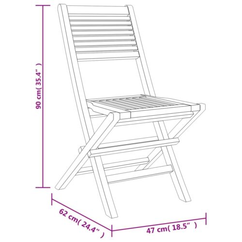 Folding Garden Chairs 6pcs 47x62x90cm Solid Wood Teak - Image 6