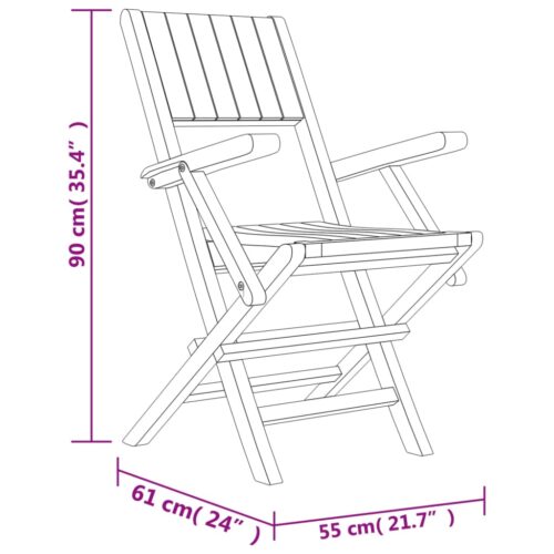Folding Garden Chairs 8pcs 55x61x90cm Solid Wood Teak - Image 6