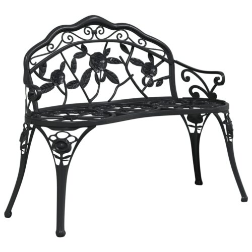 Garden Bench 99cm Cast Aluminium Black