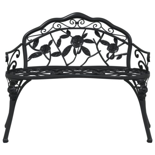 Garden Bench 99cm Cast Aluminium Black - Image 3