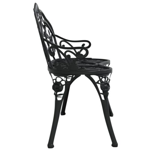 Garden Bench 99cm Cast Aluminium Black - Image 4