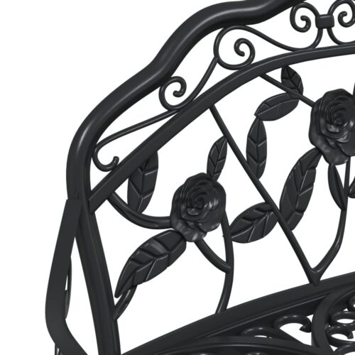 Garden Bench 99cm Cast Aluminium Black - Image 6