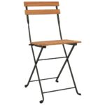 Folding Bistro Chairs 2pcs Solid Wood Teak Steel