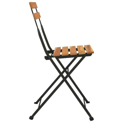 Folding Bistro Chairs 2pcs Solid Wood Teak Steel - Image 5