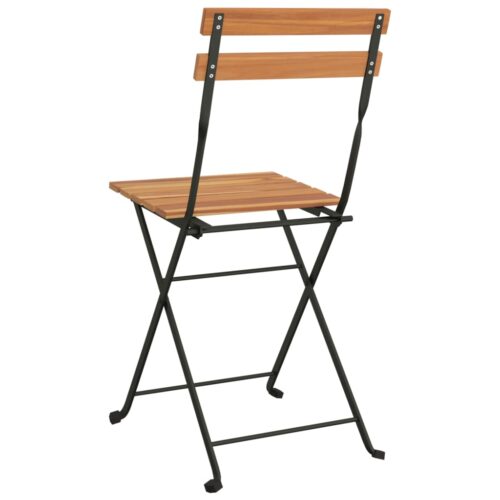 Folding Bistro Chairs 2pcs Solid Wood Teak Steel - Image 6