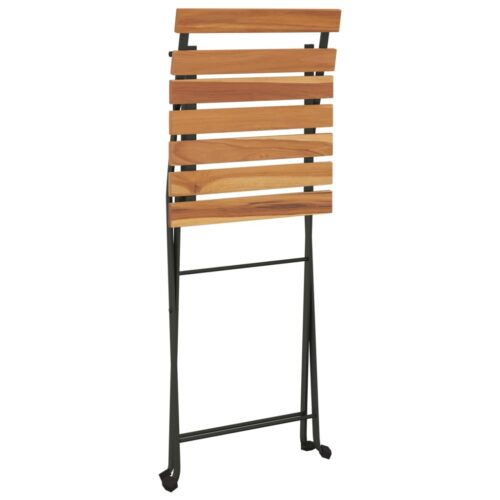 Folding Bistro Chairs 2pcs Solid Wood Teak Steel - Image 7