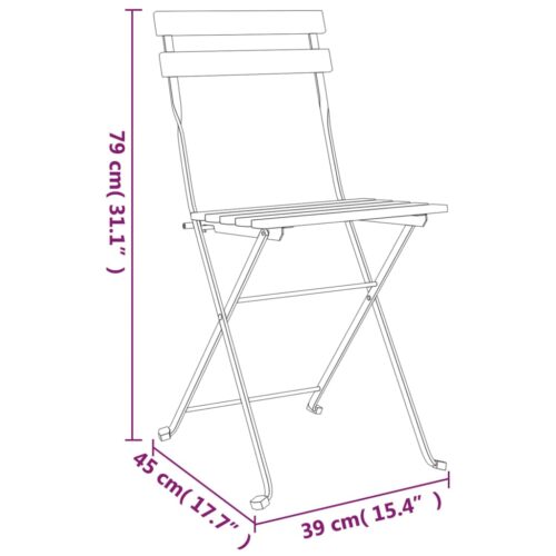Folding Bistro Chairs 2pcs Solid Wood Teak Steel - Image 9