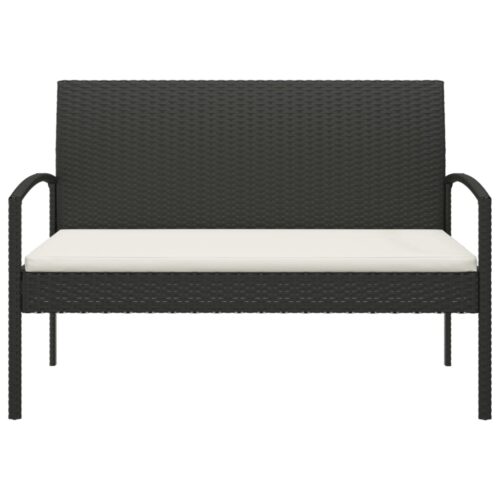 Garden Bench with Cushion Black 105cm Poly Rattan - Image 3