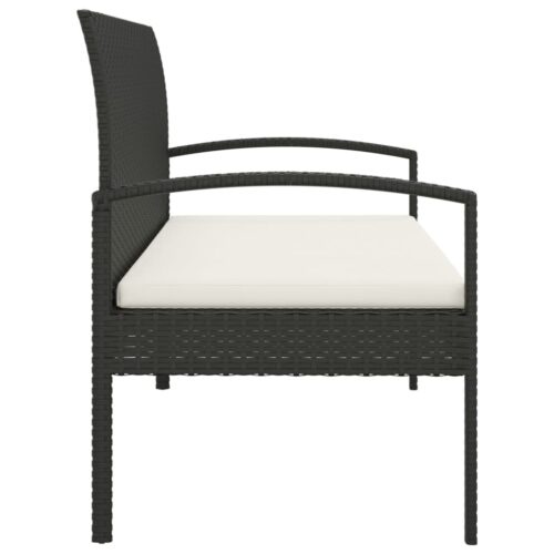 Garden Bench with Cushion Black 105cm Poly Rattan - Image 4