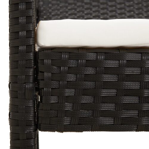 Garden Bench with Cushion Black 105cm Poly Rattan - Image 6