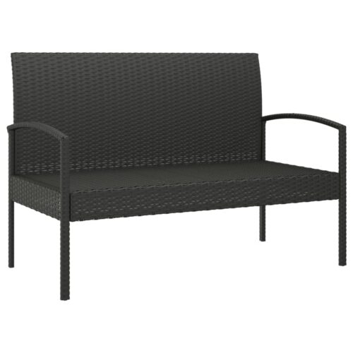 Garden Bench with Cushion Black 105cm Poly Rattan - Image 7