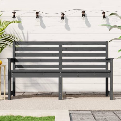 Garden Bench Grey 159.5x48x91.5cm Solid Wood Pine - Image 2