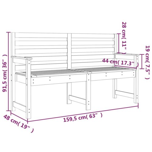 Garden Bench Grey 159.5x48x91.5cm Solid Wood Pine - Image 7