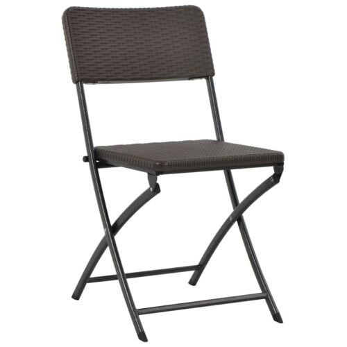 Folding Garden Chairs 2pcs HDPE Steel Brown