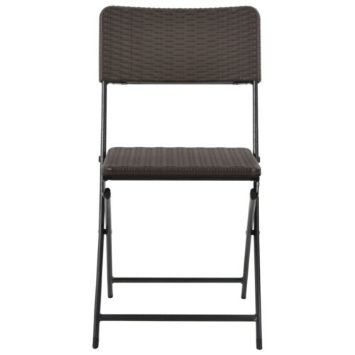 Folding Garden Chairs 2pcs HDPE Steel Brown - Image 3