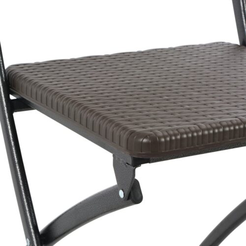 Folding Garden Chairs 2pcs HDPE Steel Brown - Image 7