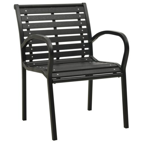 Garden Chairs 2pcs Steel WPC Black