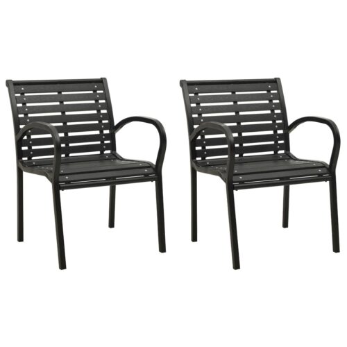 Garden Chairs 2pcs Steel WPC Black - Image 2