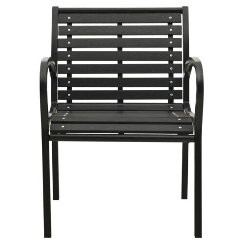 Garden Chairs 2pcs Steel WPC Black - Image 3
