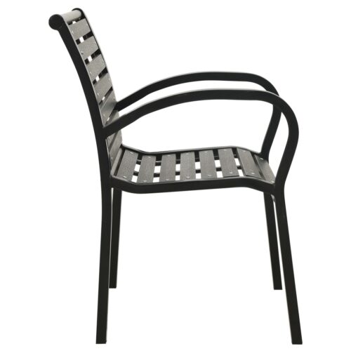 Garden Chairs 2pcs Steel WPC Black - Image 4