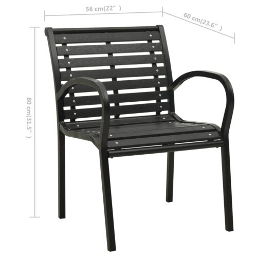 Garden Chairs 2pcs Steel WPC Black - Image 7