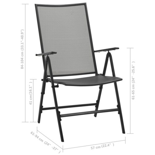 Folding Mesh Chairs 4pcs Steel Anthracite - Image 9