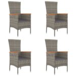 Garden Chairs with Cushions 4pcs Poly Rattan Grey