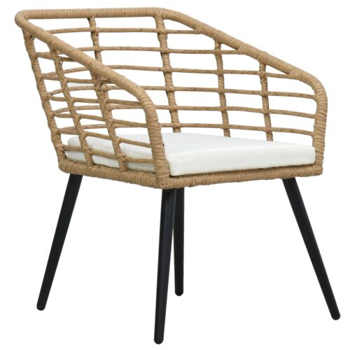 Garden Chairs with Cushions 2pcs Poly Rattan Oak