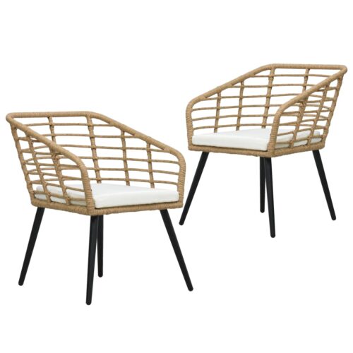 Garden Chairs with Cushions 2pcs Poly Rattan Oak - Image 2